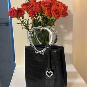 Brighton Black leather Bag with Silver Heart Handle